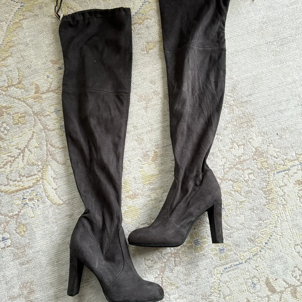 Sam Edelman Kent Microsuede Dark Grey Over the Knee Boots Size 6